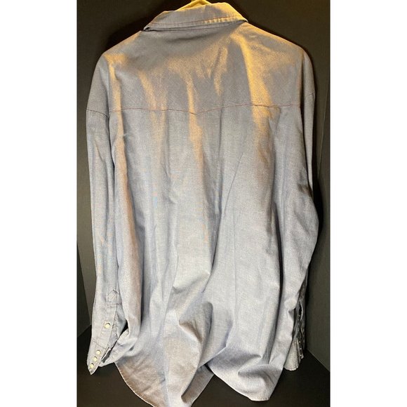 Big Mac Long Sleeve Shirt Mens 2XL Tall Blue Western Pearl Snap Workwear Casual - Picture 3 of 8